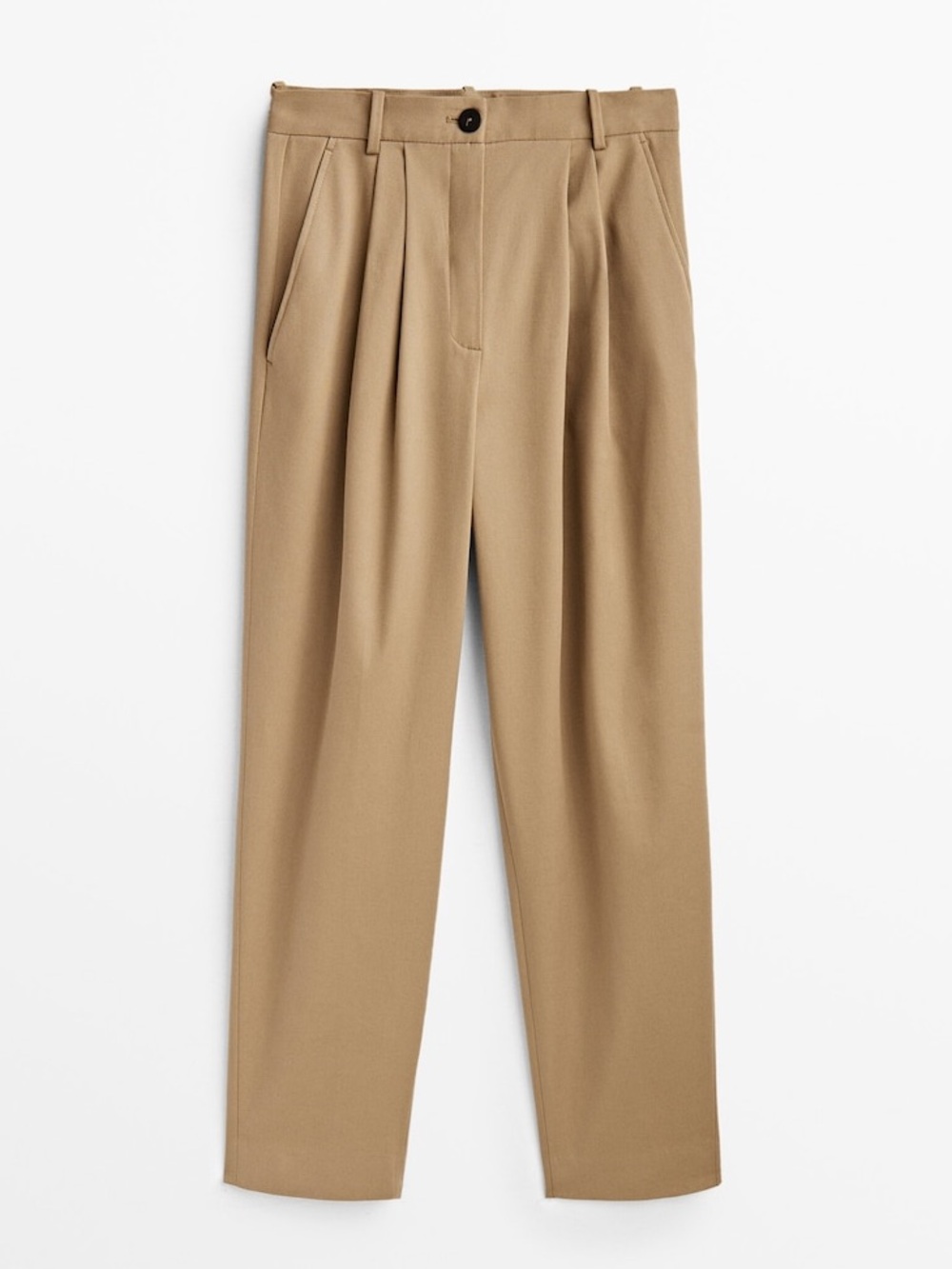 Massimo Dutti Brown Pleated-Front Chinos